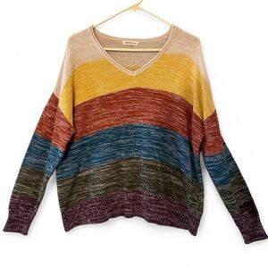 Colorful Oversized V-Neck Sweater